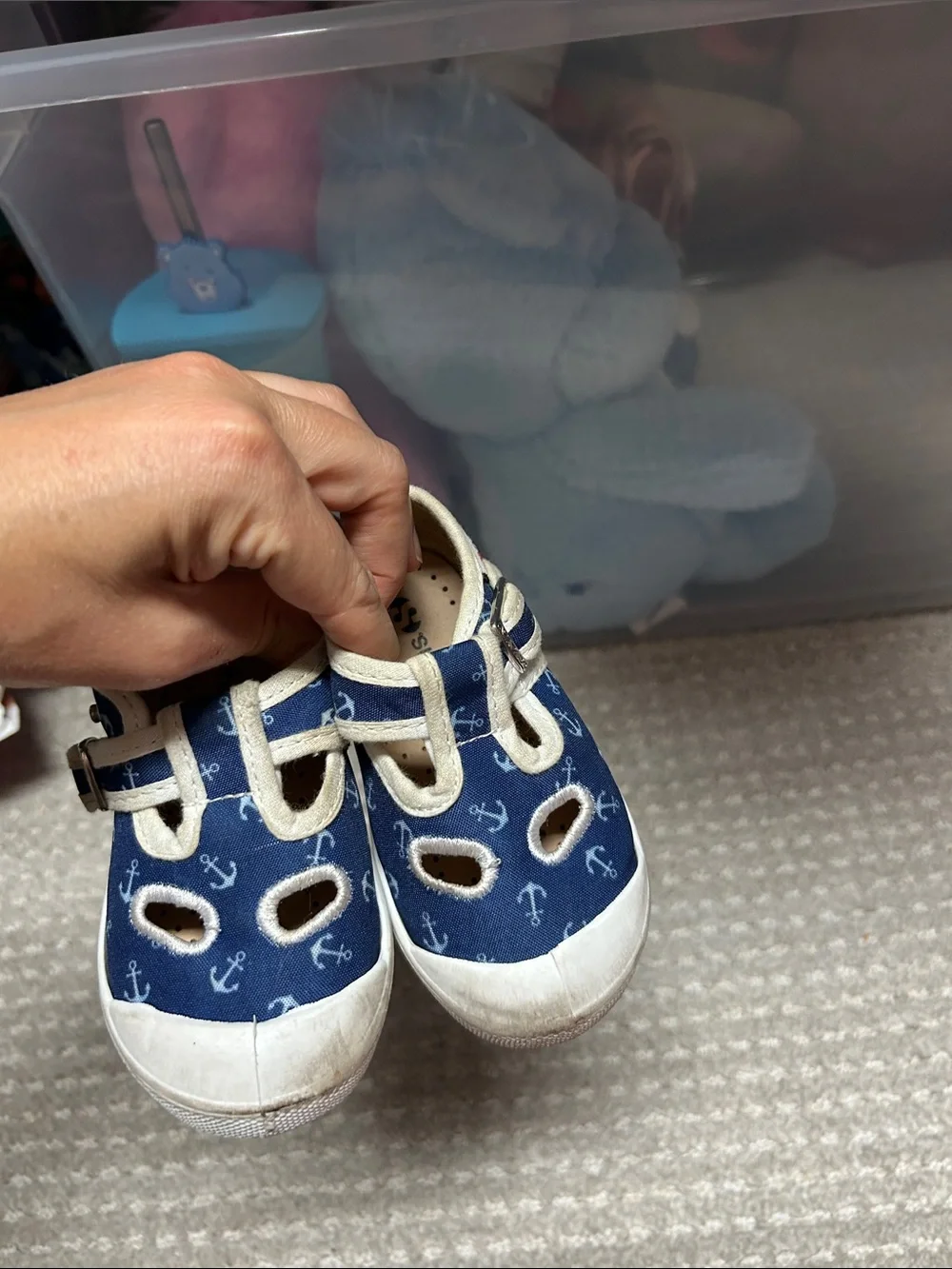 Superga baby/toddler Navy Anchor Print Canvas Sandals